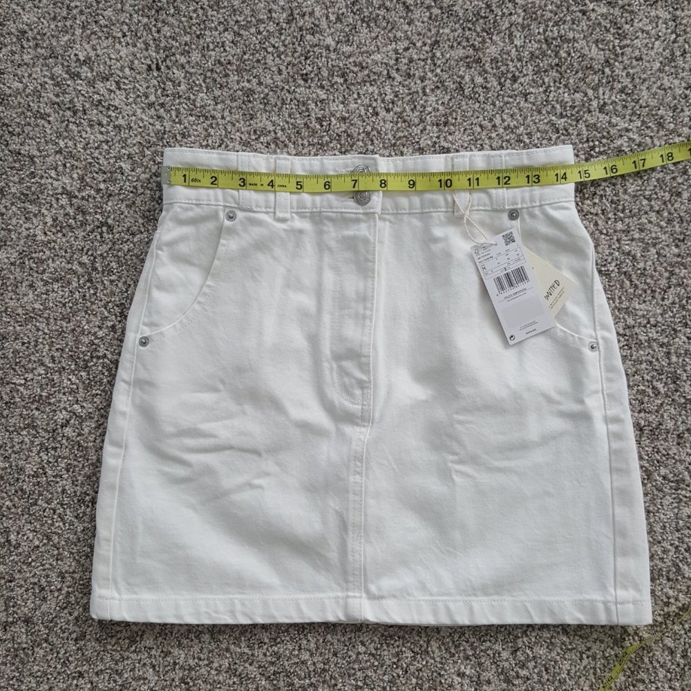 NEW MANGO Denim Skirt Pocket White Size M 100% cotton - Picture 12 of 16